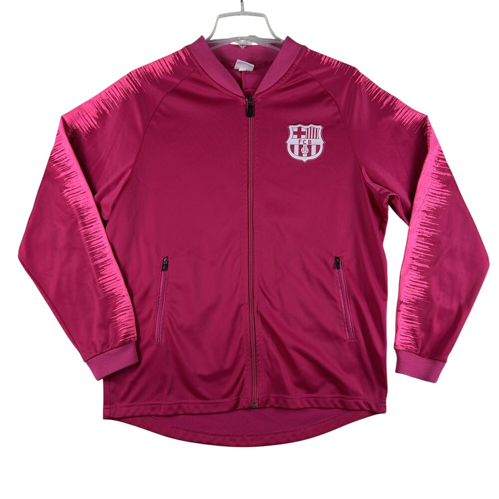 Barcelona Jacket Mens Small Pink La Liga Soccer F.C.B Full Zip Track Warmup